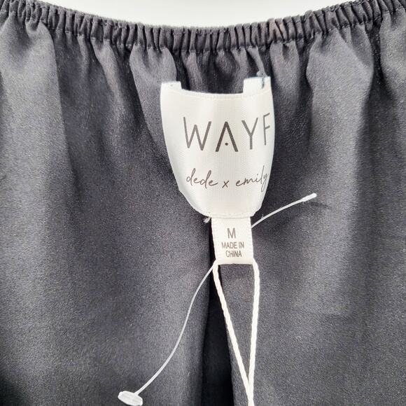 NWT WAYF Dede & Emily Black & Silver Sheer Off the Shoulder Top Women's Size M - Picture 7 of 9